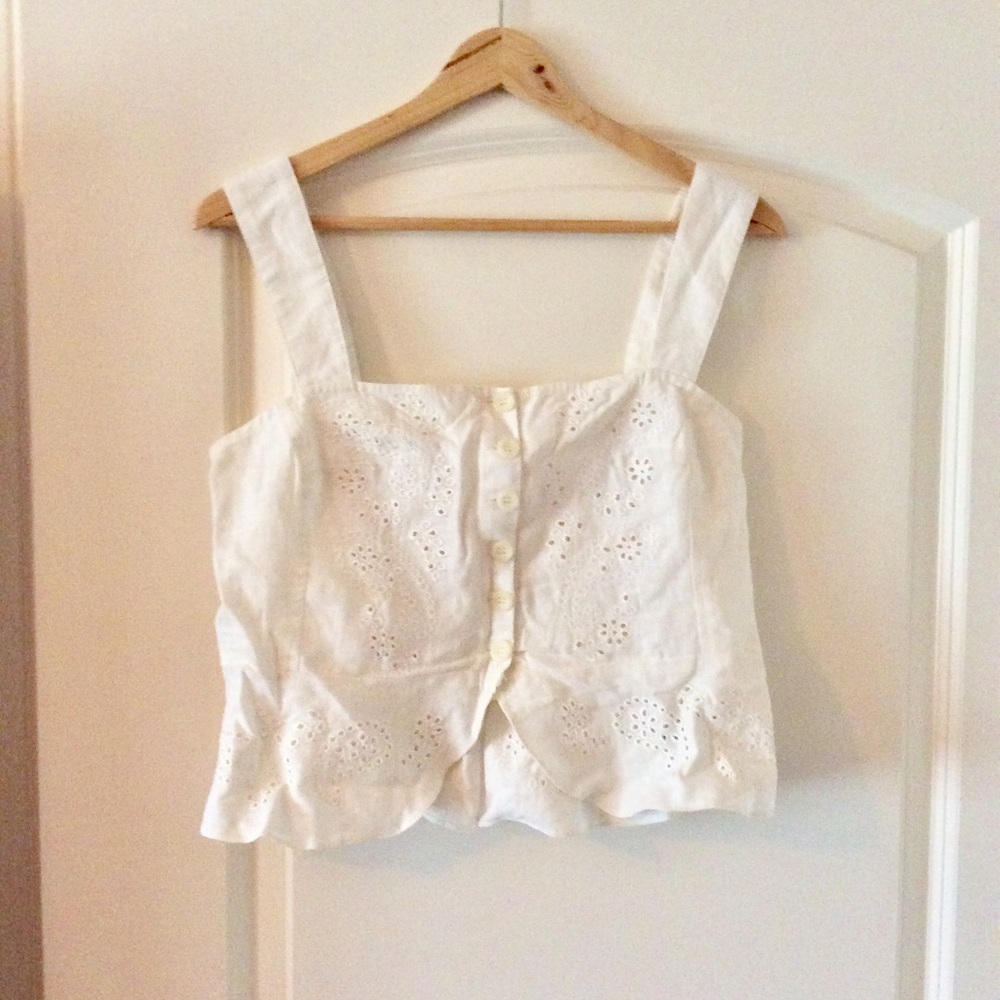 Free People Button Down Eyelet Tank